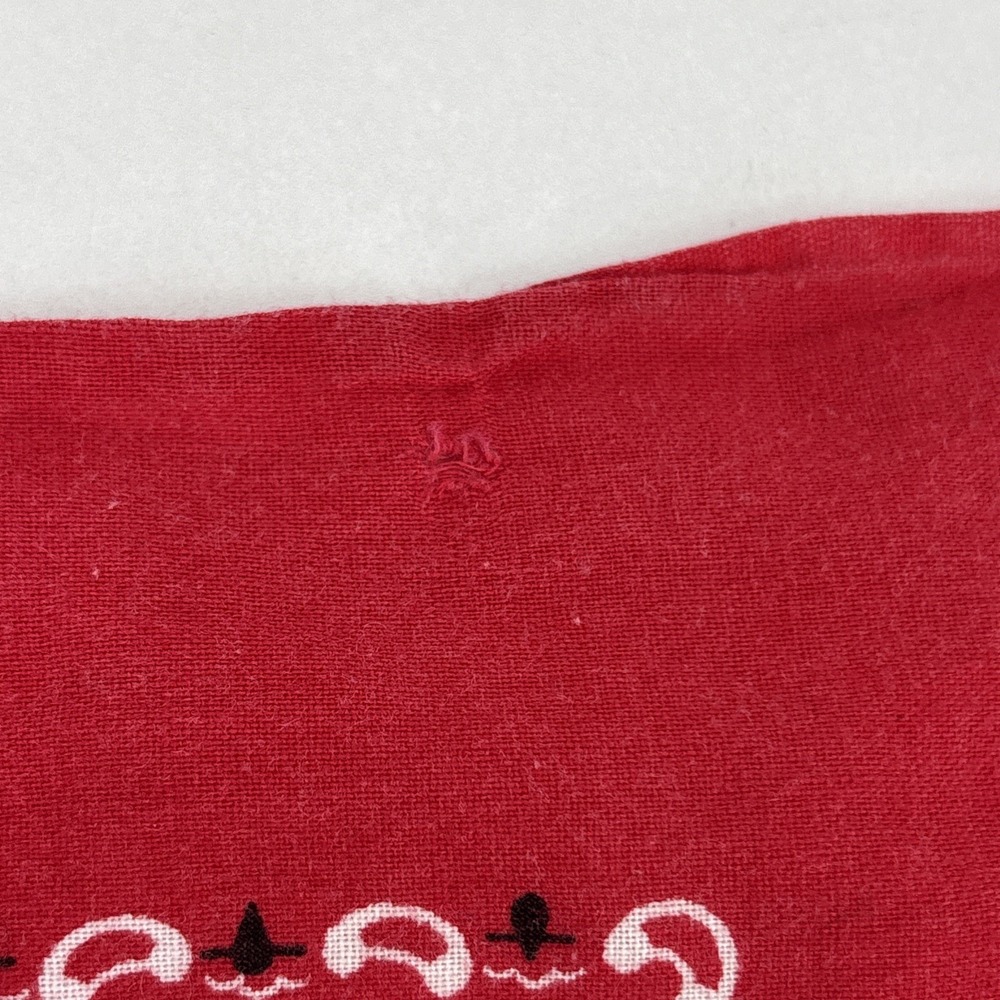 Vintage Western WAMCRAFT  Red 16" Bandana RN 16463  USA Cotton Handkerchief FLAW - Picture 6 of 8